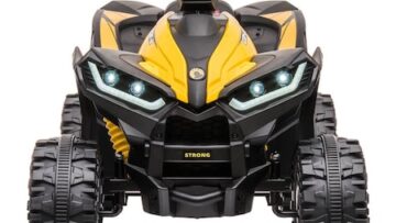 ATV electric pentru copii tractiune 4 x 4, 103 x 65 x 73 cm, mp3 player USB, suspensii spate, QLS-3288, galben Review si Pareri